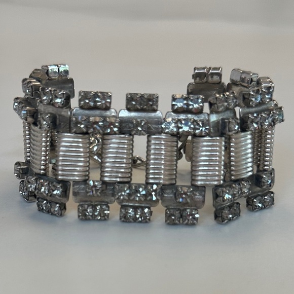 DANNY POLLAK Antique Silver Black Diamond Swarovski Crystal Rock & Roll Bracelet - Picture 8 of 11